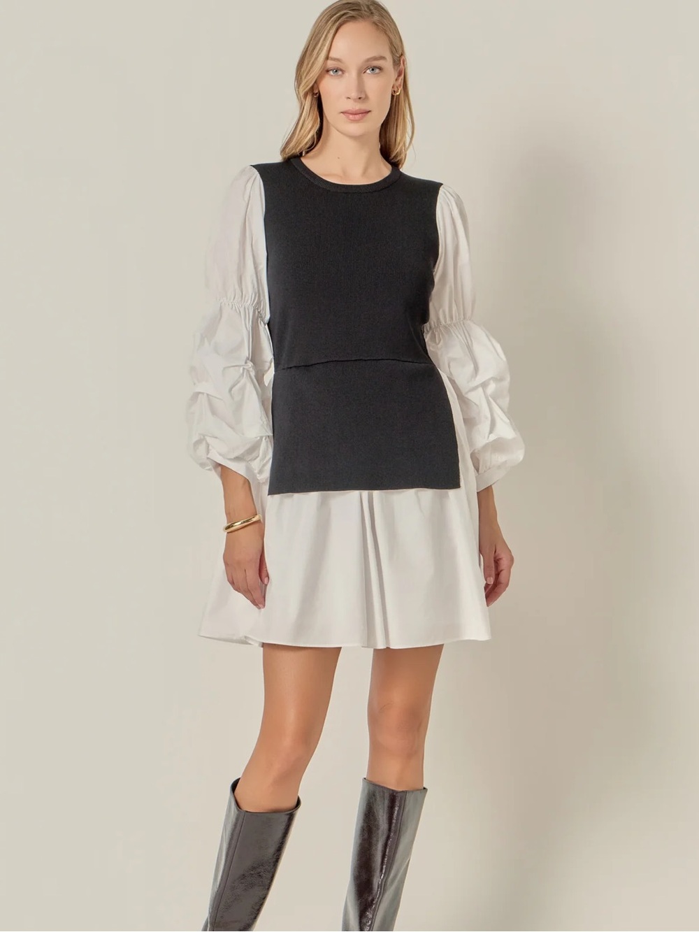 English Factory: Mixed media poplin mini dress